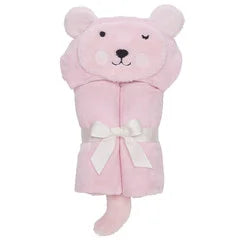Pink Bear Hooded Bath Towel