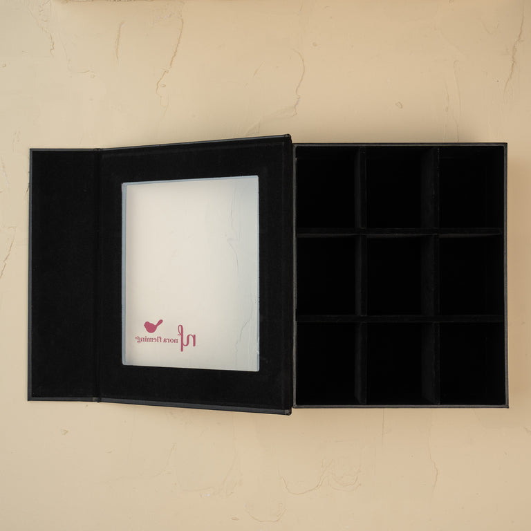 M4 Black Linen 9 Section Keepsake Box