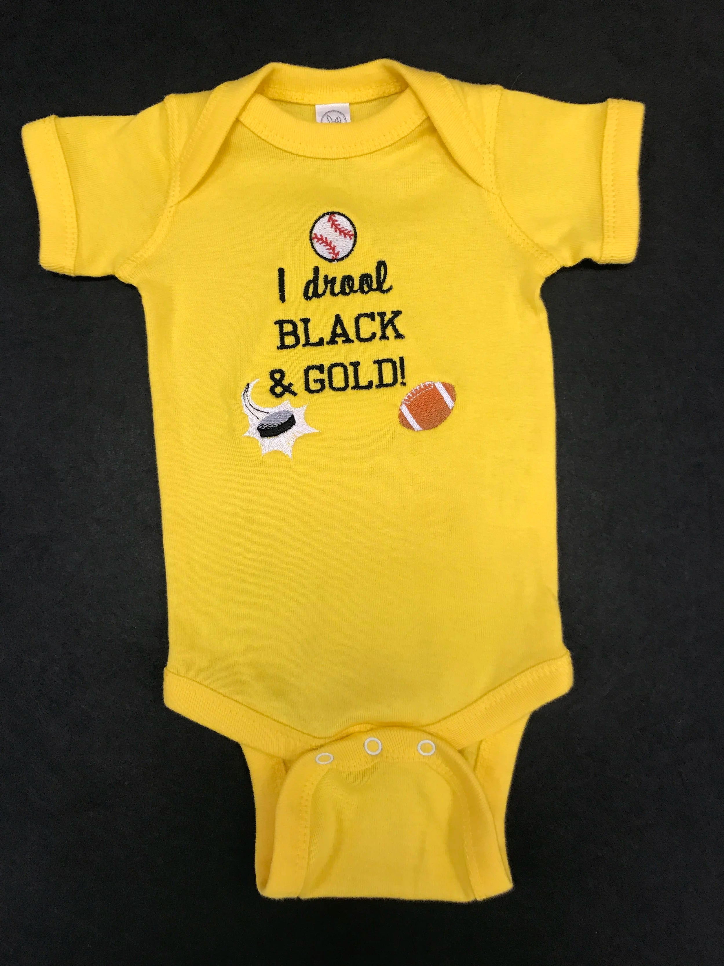 I Drool Black and Gold Infant Toddler Bodysuit