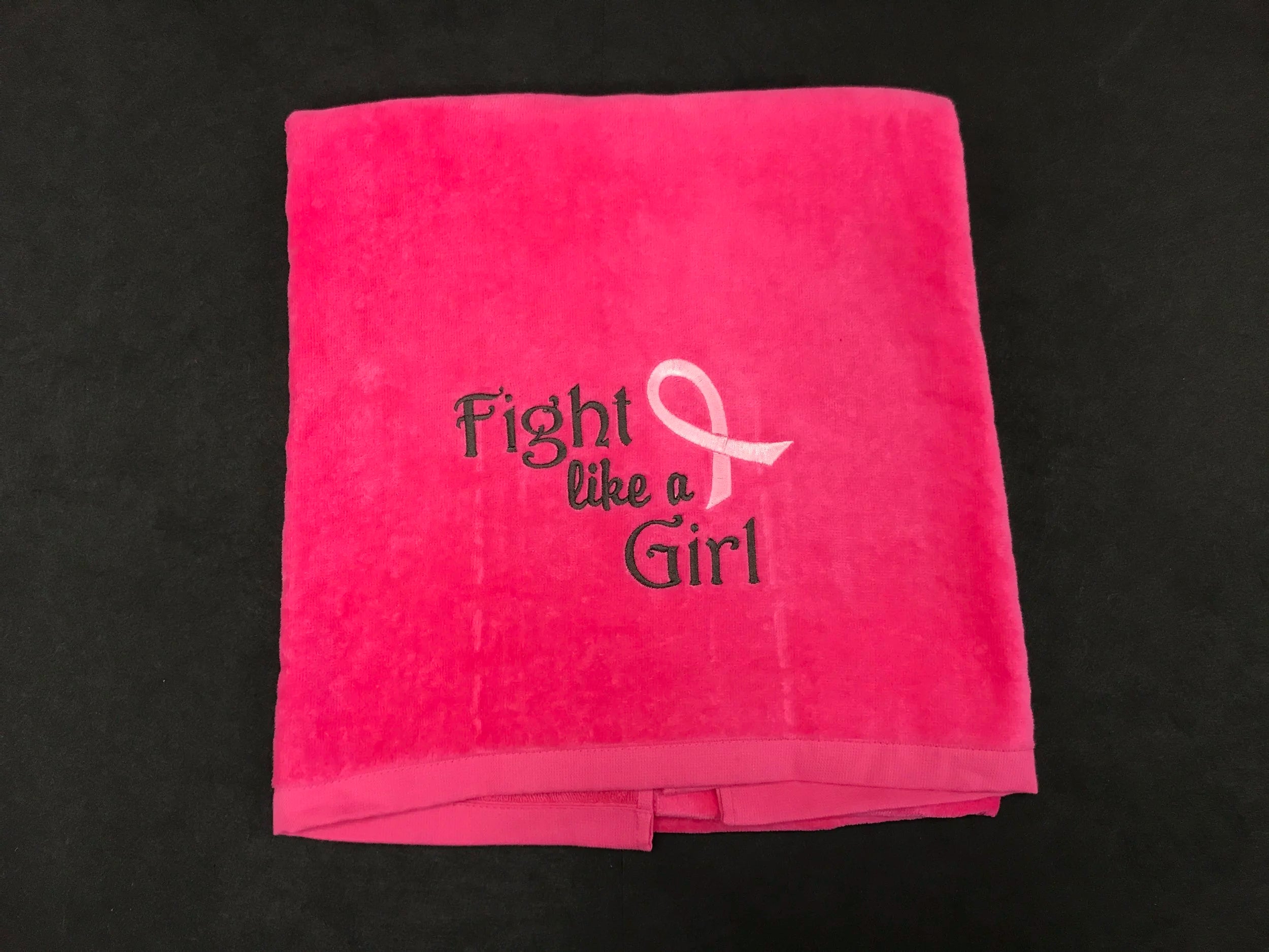 Fight Like a Girl Beach Towel Hot Pink